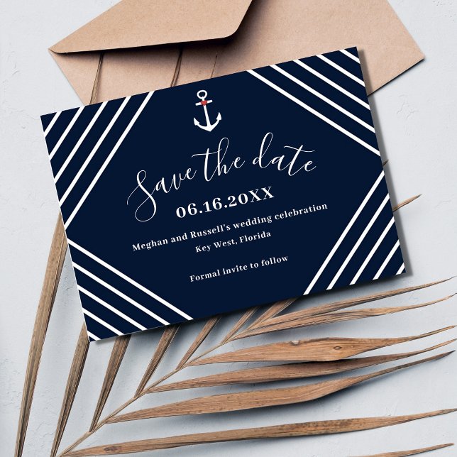 Save The Date Mariage photo marine (Navy Nautical Photo Wedding Save The Date)