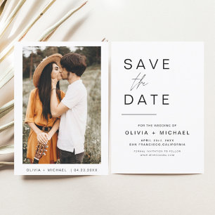 Save The Date Mariage Photo Minimaliste à Sauvegarder la Date