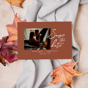Save The Date Mariage photo minimaliste Burnt Orange