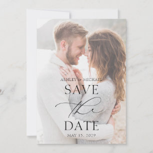 Save The Date Mariage photo minimaliste de typographie moderne