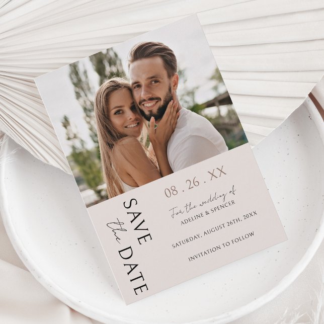 Save The Date Mariage photo minimaliste moderne Boho (Créateur téléchargé)