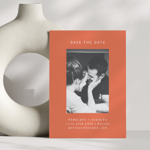 Save The Date Mariage photo minimaliste moderne brillant orange