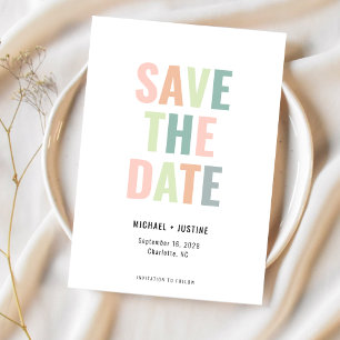 Save The Date Mariage photo minimaliste moderne Pastel Multi Col