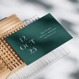 Save The Date Mariage photo minimaliste moderne vert émeraude