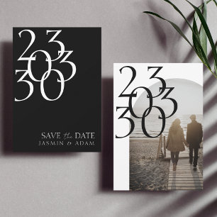 Save The Date Mariage Photo Minimaliste Noir Blanc Chic