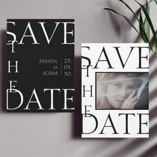Save The Date Mariage photo minimaliste noir et blanc moderne