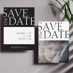 Save The Date Mariage photo minimaliste noir et blanc moderne