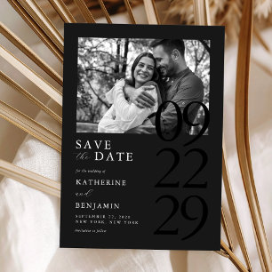 Save The Date Mariage photo minimaliste noir mat moderne