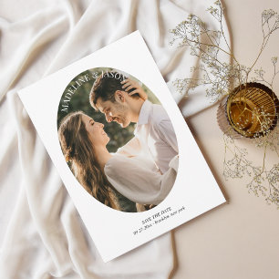 Save The Date Mariage photo minimaliste ovale ronde minimaliste