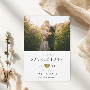 Save The Date Mariage photo Modern Gold Heart