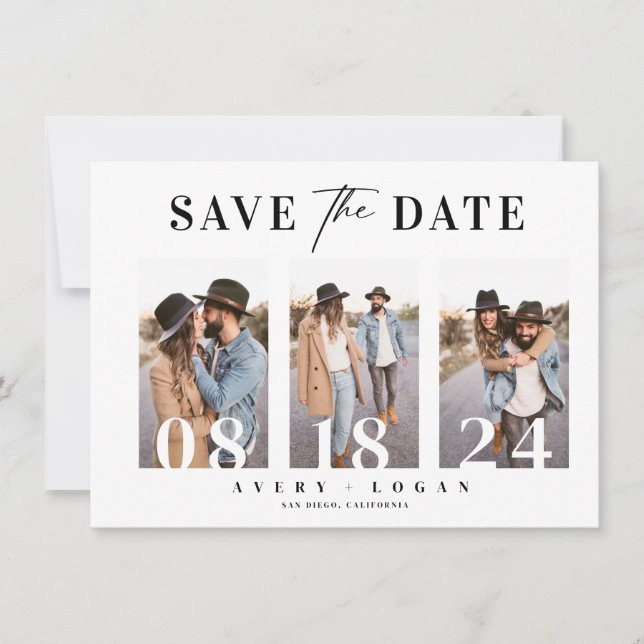 Save The Date Mariage Photo Moderne  (Devant)