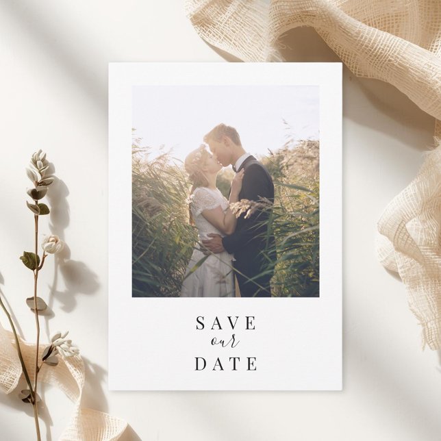Save The Date Mariage photo moderne à cadre blanc (Créateur téléchargé)