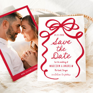 Save The Date Mariage photo moderne Bold Red Bow