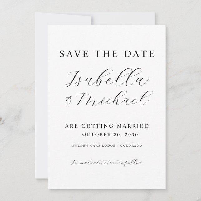 Save The Date Mariage photo moderne de recouvrement noir et blan (Devant)