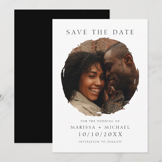 Save The Date Mariage photo moderne Elegant Couple (Devant / Derrière)