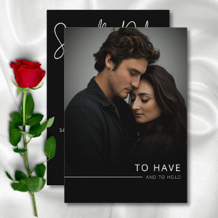 Save The Date Mariage photo moderne élégant noir et blanc