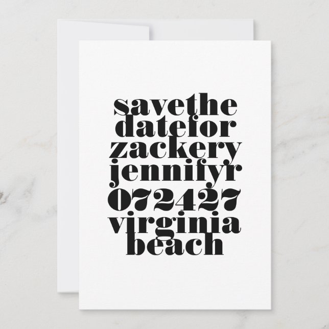 Save The Date Mariage photo moderne Gras Noir Blanc QR Code (Devant)