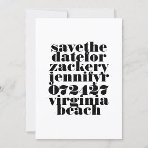 Save The Date Mariage photo moderne Gras Noir Blanc QR Code