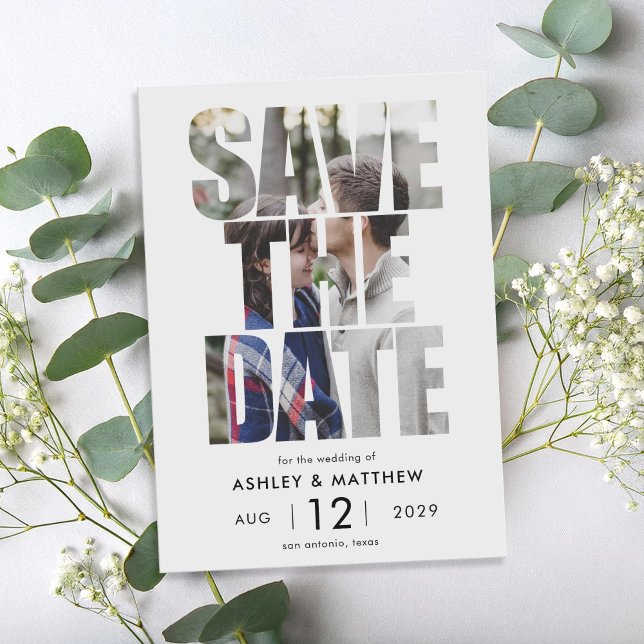Save The Date Mariage photo moderne Gras Typographie (Créateur téléchargé)