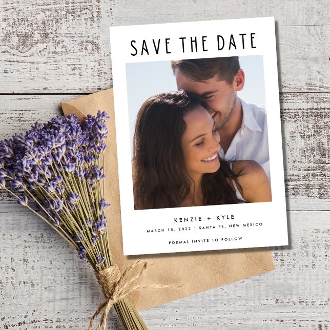 Save The Date Mariage photo moderne minimaliste (Minimalist Modern Photo Wedding Save the Date)