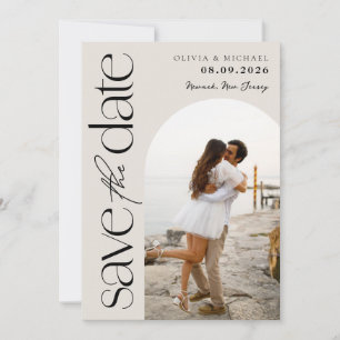 Save The Date Mariage photo moderne minimaliste neutre beige