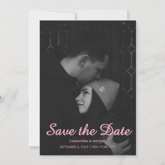 Save The Date Mariage photo moderne noir et rose