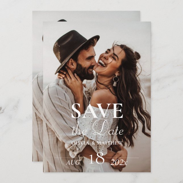Save The Date Mariage photo moderne Sauvez les dates (Devant / Derrière)