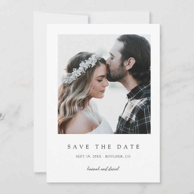 Save The Date Mariage photo moderne simple et élégant (Devant)