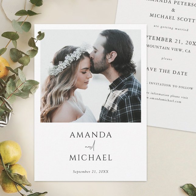 Save The Date Mariage photo moderne simple et élégant (Créateur téléchargé)