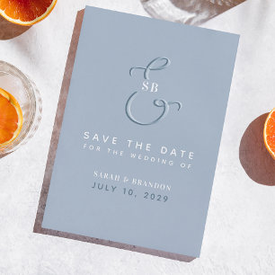 Save The Date Mariage photo Monogram Dusty Blue