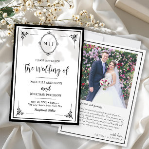 Save The Date Mariage photo monogramme écriture simple moderne