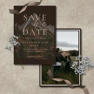 Save The Date Mariage Photo Montagne Aquarelle Rustique