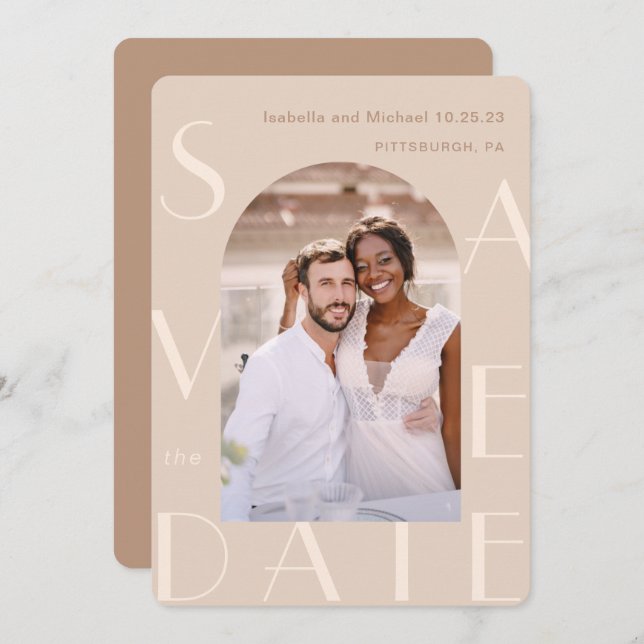 Save The Date Mariage photo neutre (Devant / Derrière)