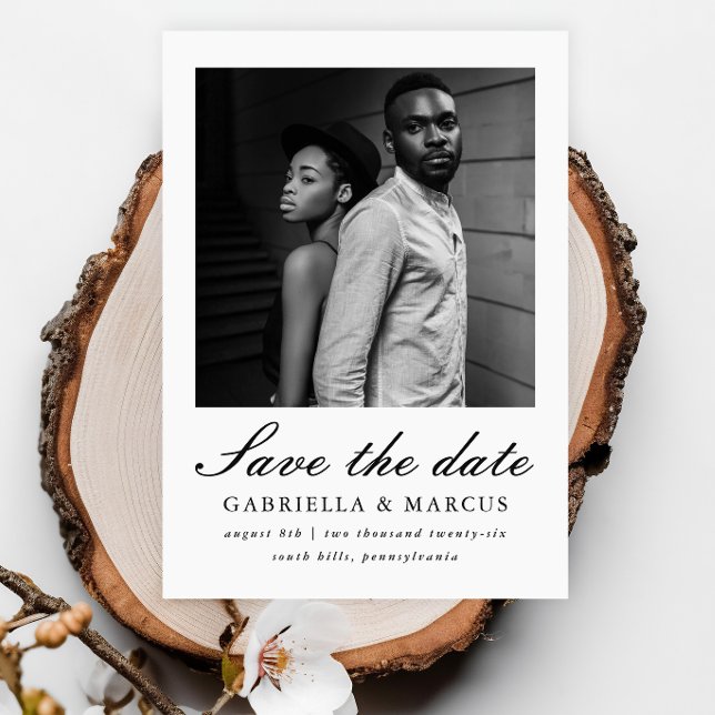 Save The Date Mariage photo noir et blanc chic Enregistrer la da (Créateur téléchargé)