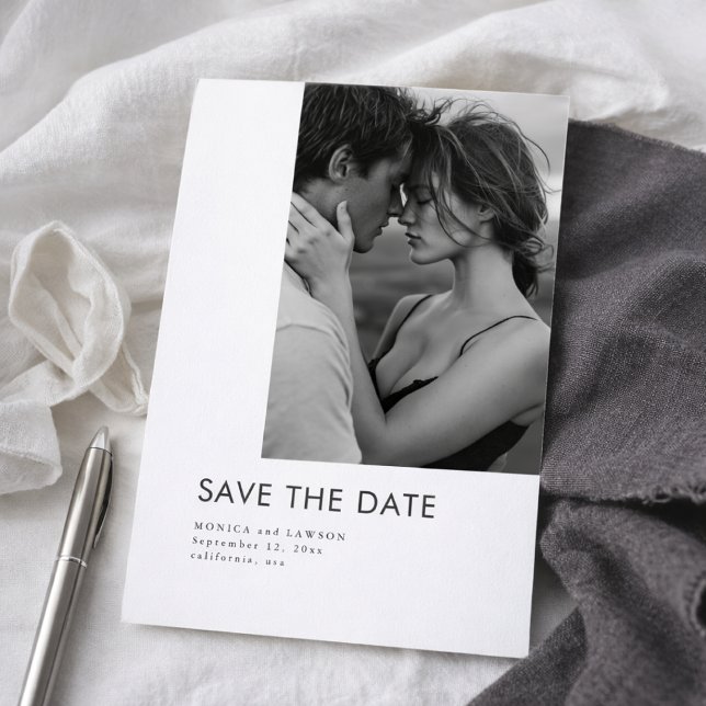 Save The Date Mariage Photo Noir et Blanc Typographie Moderne (Créateur téléchargé)