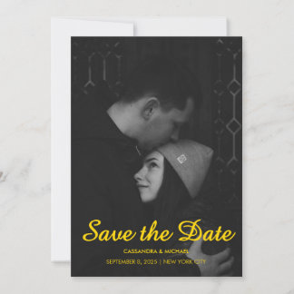 Save The Date Mariage Photo Noir & Or Moderne