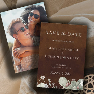 Save The Date Mariage Photo Occidental Cowboy Vintage Sud-Ouest
