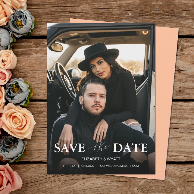 Save The Date Mariage photo Peach moderne (Créateur téléchargé)