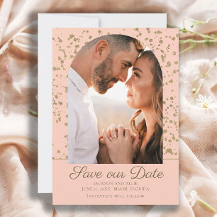 Save The Date Mariage photo Pink Gold Parties scintillant Arch D