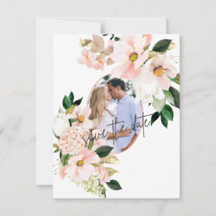 Save The Date Mariage photo Pink Hydrangea White Tulips