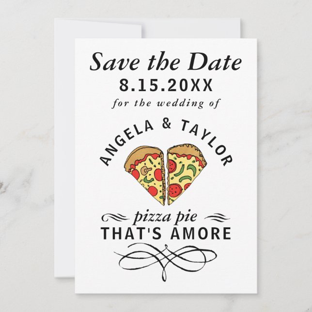 Save The Date Mariage photo Pizza Amore (Devant)