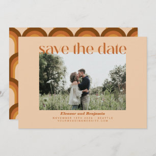 Save The Date Mariage photo Retro les années 70 géométrique en t