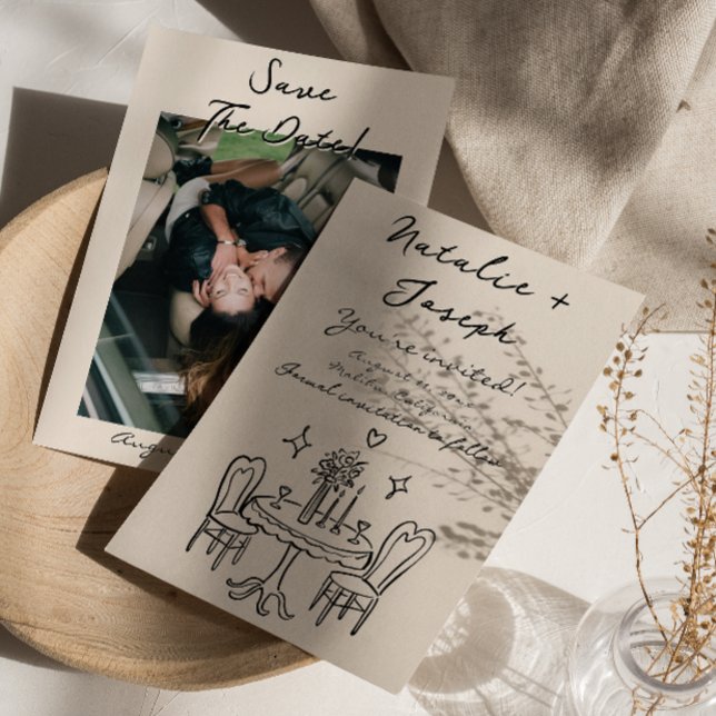 Save The Date Mariage photo rétro manuscrit tiré Quirky Bold (Créateur téléchargé)