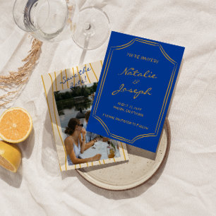 Save The Date Mariage photo Retro Pinstripe Italie manuscrit