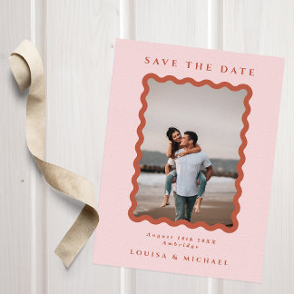 Save The Date Mariage photo Retro Wavy Frame