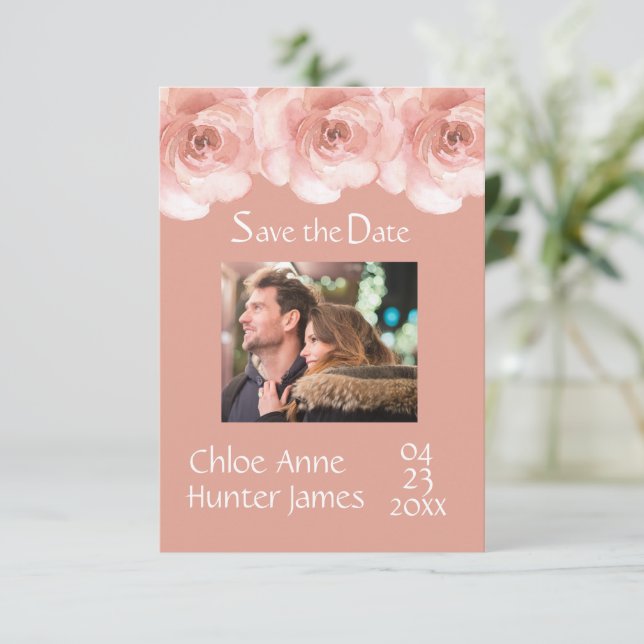 Save The Date Mariage photo Rose (Debout devant)