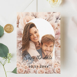 Save The Date Mariage photo rose de pêche à la crème