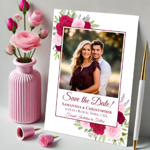 Save The Date Mariage photo Rose Hot Pink Magenta & Blush Boho