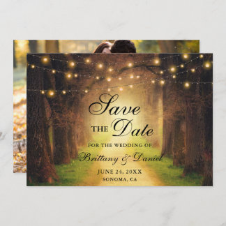 Save The Date Mariage photo Rustic Forest Path String