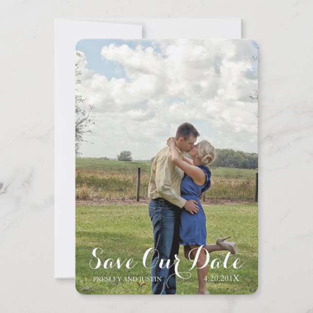 Save The Date Mariage Photo Rustique Campagne Cerf Amour (Devant)
